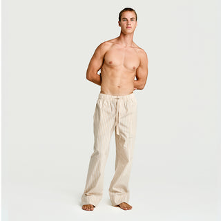 Mens Sleep Pant in Latte Stripe  100% BCI Cotton, Made in Portugal