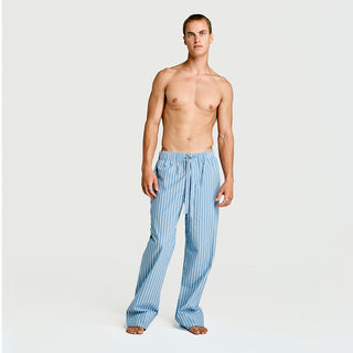Mens Sleep Pant in Sky Blue Stripe  100% BCI Cotton, Made in Portugal