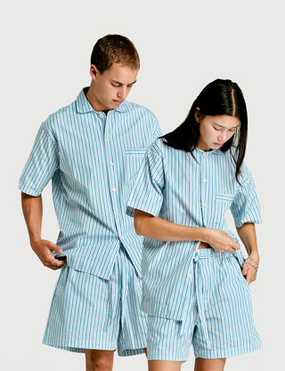 Short Sleeve Shirt Grn / Blu / Wht Stripe