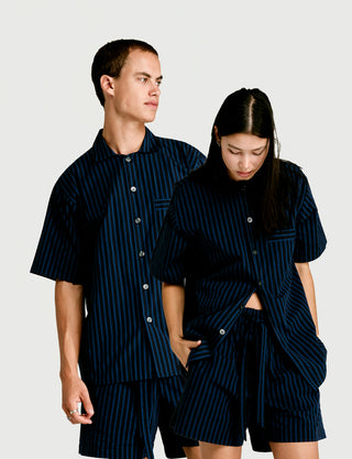 Short Sleeve Shirt Nav/Blk Stripe