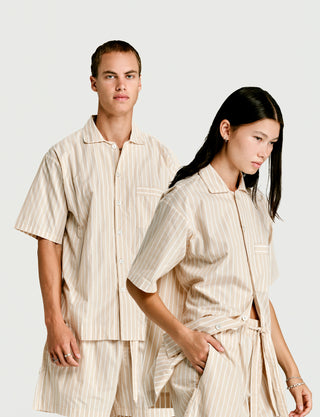 Short Sleeve Shirt Latte Stripe