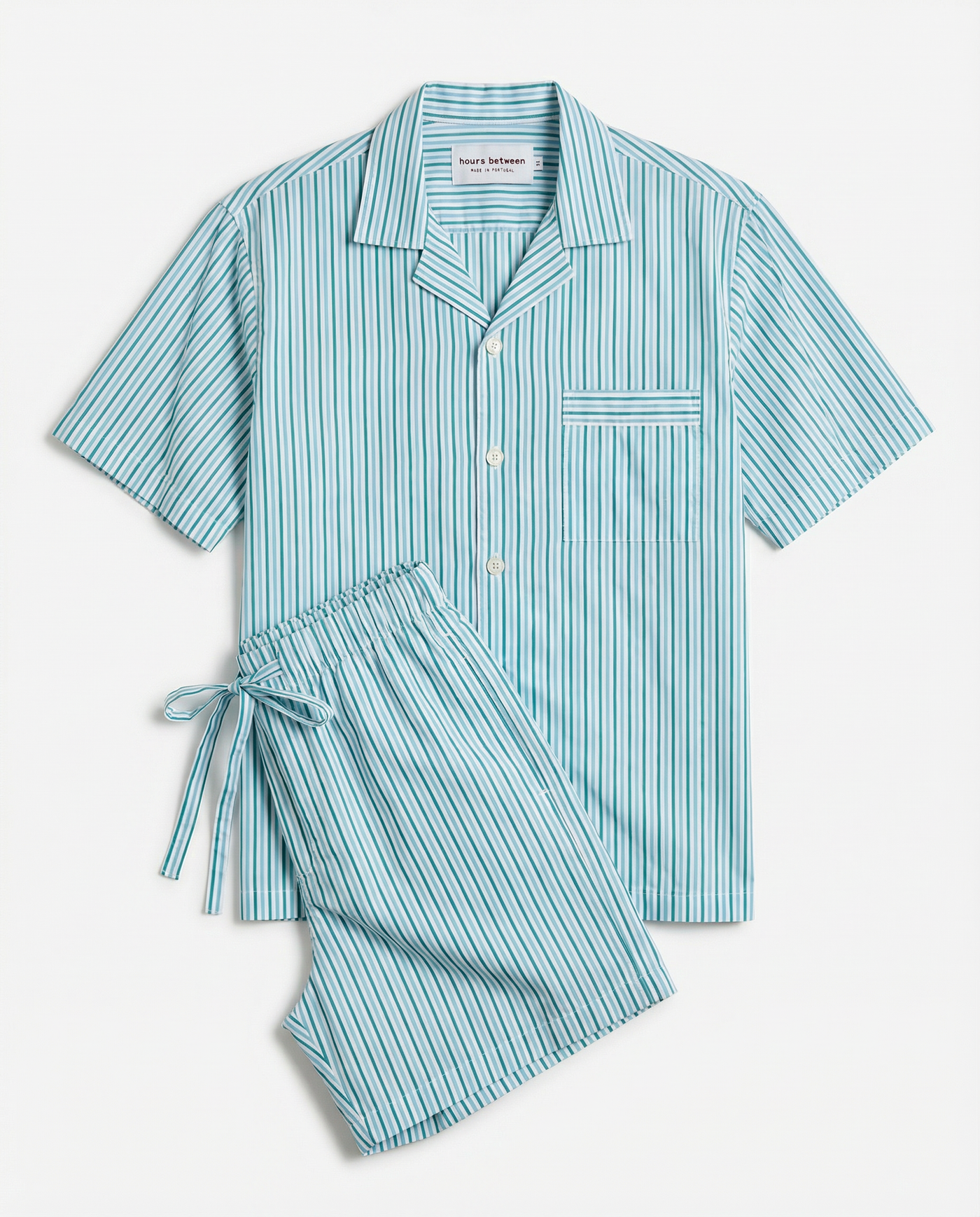 Short Sleeve & Short Set — Green Stripe