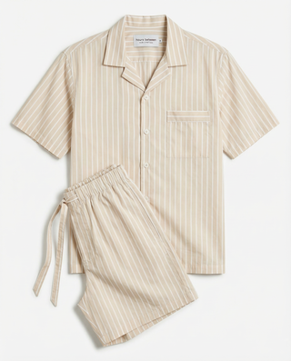 
  Mens Short Sleeve and Short Sleepwear (Pajamas) Set in Latte, 100% BCI Cotton, Made in Portugal
