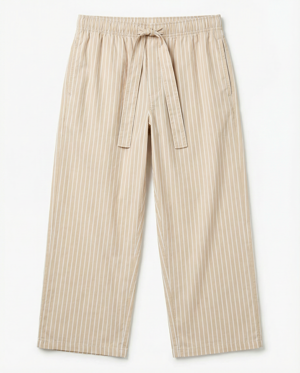 Mens Sleep Pant in Latte Stripe  100% BCI Cotton, Made in Portugal