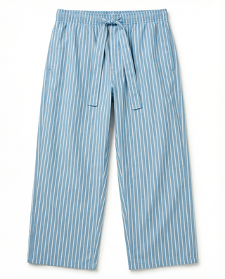 
  Mens Sleep Pant in Sky Blue Stripe  100% BCI Cotton, Made in Portugal
