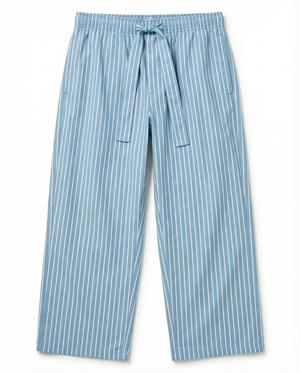 Mens Sleep Pant in Sky Blue Stripe  100% BCI Cotton, Made in Portugal