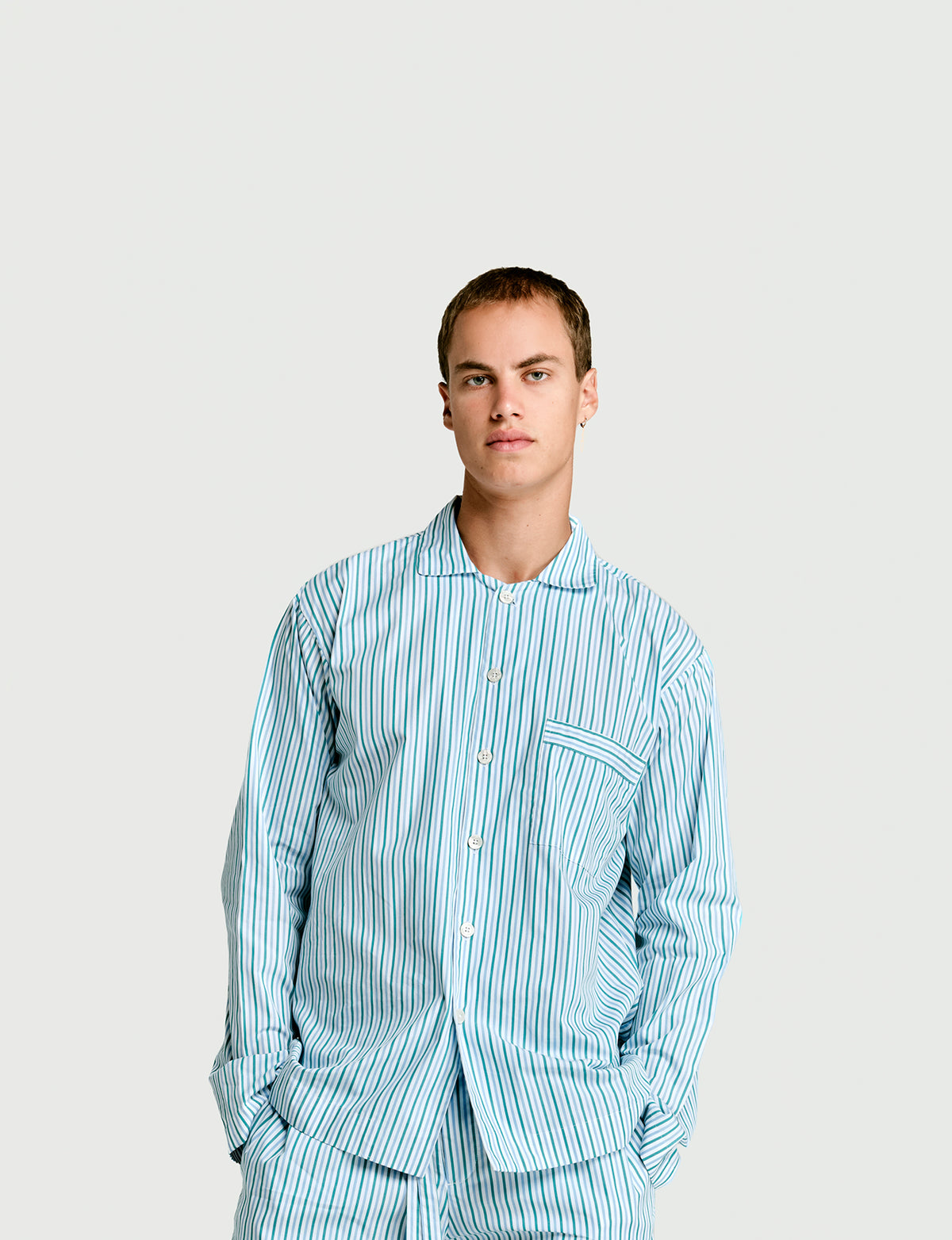 Long Sleeve Shirt Grn / Blu / Wht Stripe