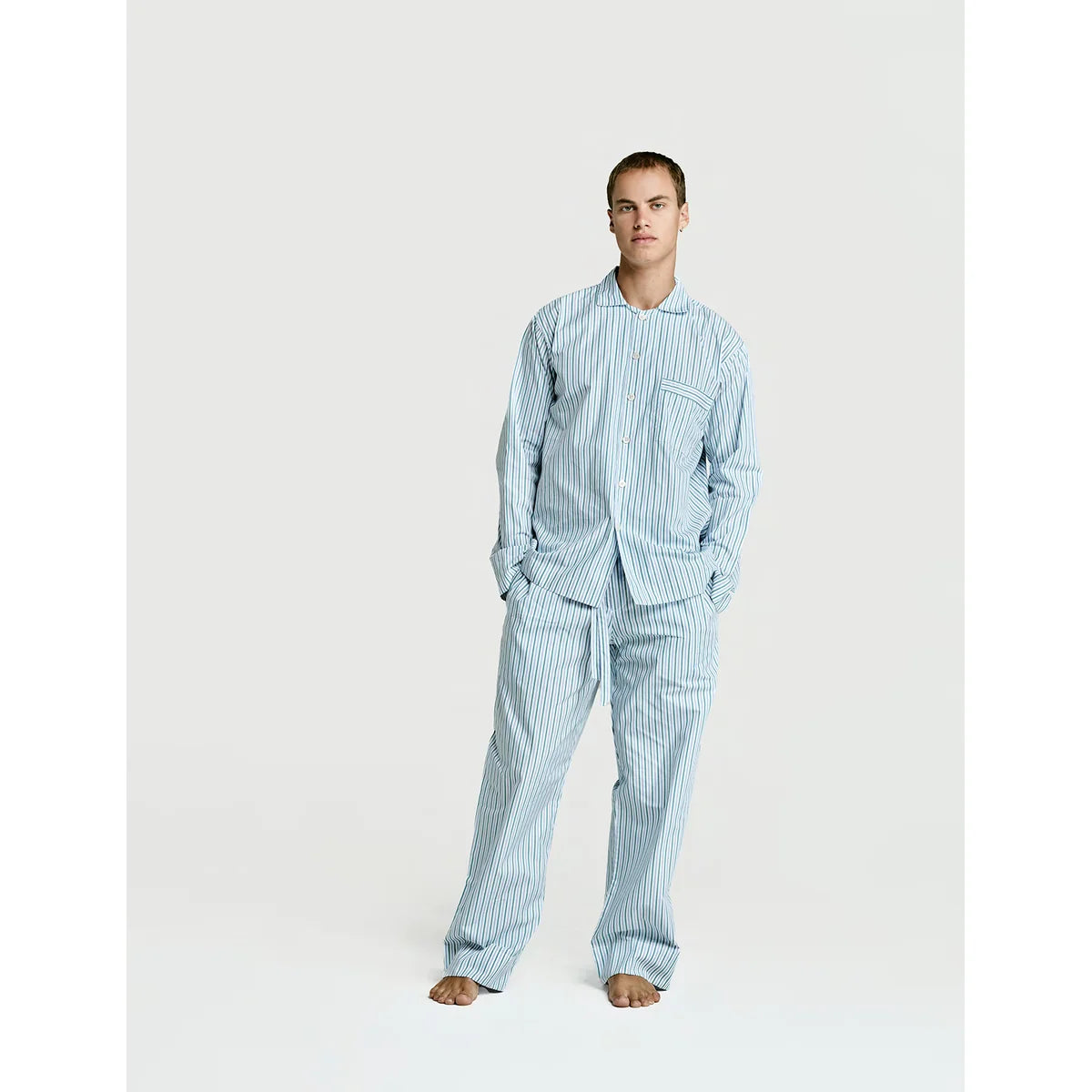Long Sleeve & Pant Set — Green Stripe, worn