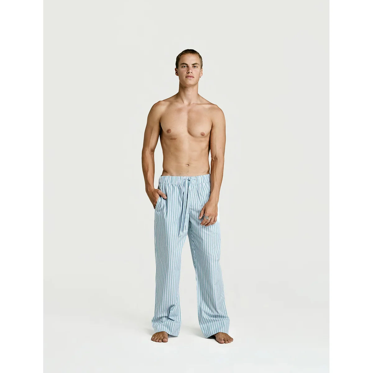 Sleep Pant — Green Stripe, worn