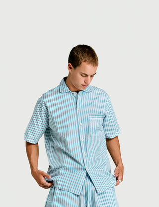 Short Sleeve Shirt Grn / Blu / Wht Stripe