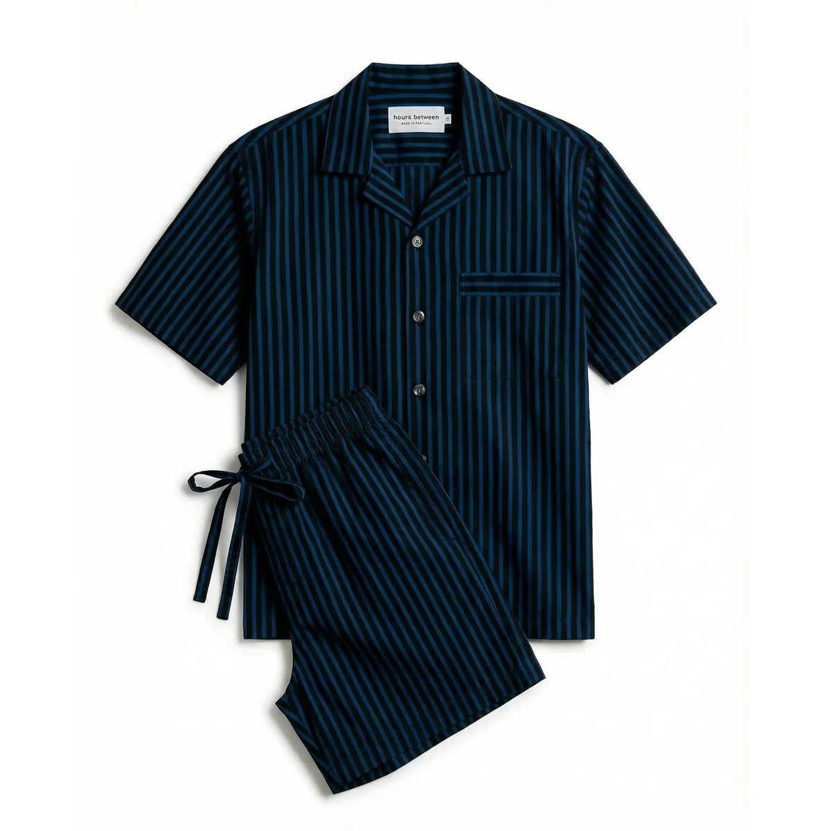Short Sleeve & Short Set — Navy Stripe