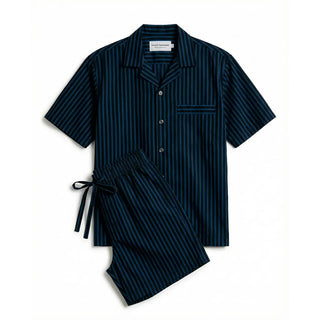 
  Short Sleeve & Short Set — Navy Stripe
