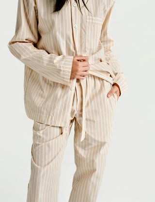 
  Mens Long Sleeve and Pant Sleepwear (Pajamas) Set in Latte  100% BCI Cotton, Made in Portugal
