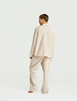 
  Mens Long Sleeve and Pant Sleepwear (Pajamas) Set in Latte  100% BCI Cotton, Made in Portugal
