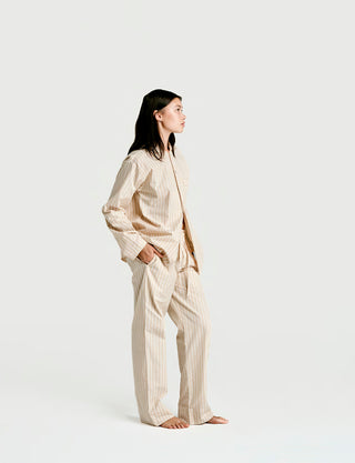 
  Mens Long Sleeve and Pant Sleepwear (Pajamas) Set in Latte  100% BCI Cotton, Made in Portugal
