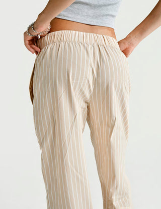 
  Mens Sleep Pant in Latte Stripe  100% BCI Cotton, Made in Portugal

