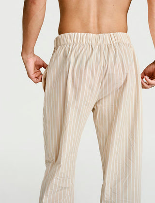 
  Mens Sleep Pant in Latte Stripe  100% BCI Cotton, Made in Portugal
