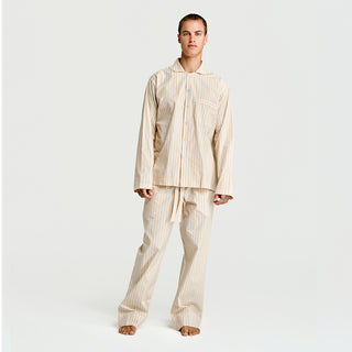 
  Mens Long Sleeve and Pant Sleepwear (Pajamas) Set in Latte  100% BCI Cotton, Made in Portugal
