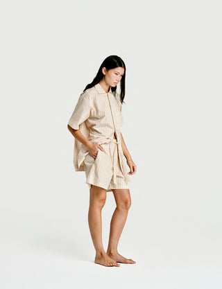 
  Mens Short Sleeve and Short Sleepwear (Pajamas) Set in Latte, 100% BCI Cotton, Made in Portugal
