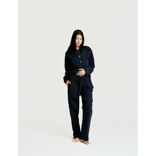 
  Long Sleeve & Pant Set — Navy Stripe
