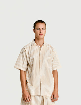 Short Sleeve Shirt Latte Stripe