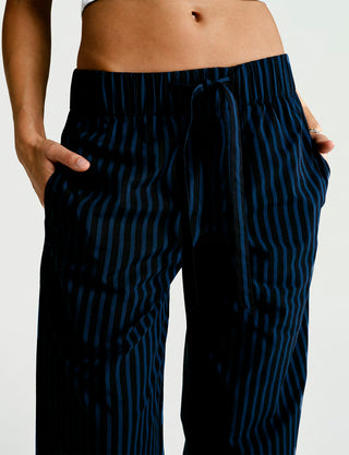 
  Mens Sleep Pant in Nav Black Stripe  100% BCI Cotton, Made in Portugal
