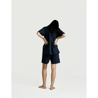 
  Short Sleeve & Short Set — Navy Stripe
