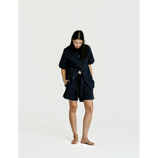 
  Short Sleeve Shirt — Navy Stripe
