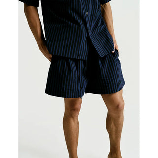 
  Short Sleeve & Short Set — Navy Stripe
