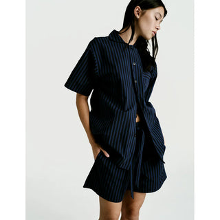 
  Short Sleeve Shirt — Navy Stripe

