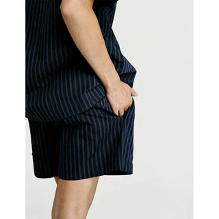 
  Short Sleeve & Short Set — Navy Stripe
