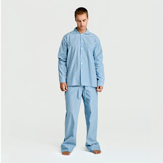 
  Mens Long Sleeve and Pant Sleepwear (Pajamas) Set in Sky, 100% BCI Cotton, Made in Portugal
