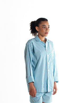 Long Sleeve Shirt Grn / Blu / Wht Stripe