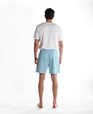 Sleep Short Grn / Blu / Wht Stripe