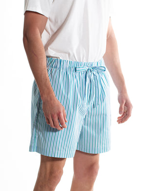 Sleep Short Grn / Blu / Wht Stripe