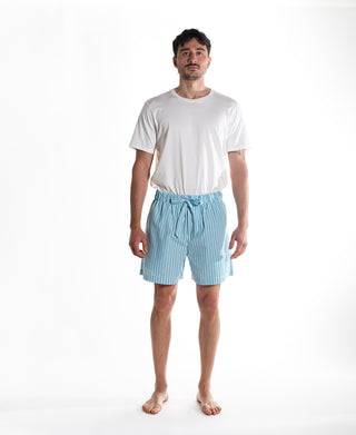 Sleep Short Grn / Blu / Wht Stripe