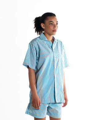 Short Sleeve Shirt Grn / Blu / Wht Stripe