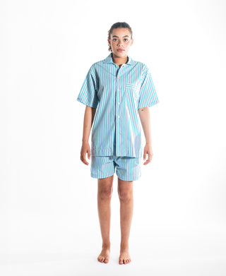 Short Sleeve Shirt Grn / Blu / Wht Stripe