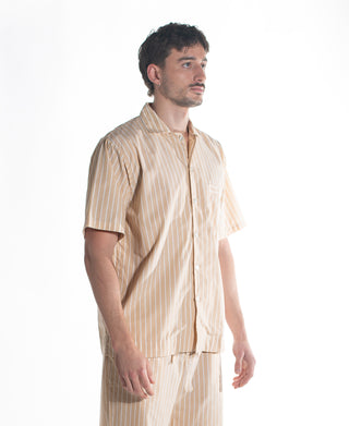 Short Sleeve Shirt Latte Stripe