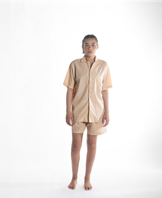 Short Sleeve Shirt Latte Stripe